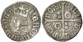 Ferran (1479-1516). Barcelona. Mig croat. (Cru.V.S. tipo 1143 falta var) (Badia falta) (Cru.C.G. tipo 3076 falta var). 1,41 g. Buen ejemplar. Ex Áureo...
