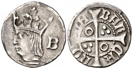Ferran II (1479-1516). Barcelona. Quart de croat. (Cru.V.S. 1146.1) (Badia 901) (Cru.C.G. 3081). 0,73 g. Leves rayitas. Atractiva. MBC+.