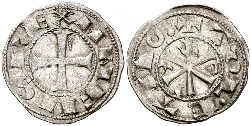 Alfonso VI (1073-1109). Toledo. Dinero. (AB. 5 var). 1,34 g. Bella. EBC-.