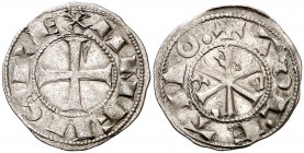 Alfonso VI (1073-1109). Toledo. Dinero. (AB. 5 var). 1,34 g. Bella. EBC-.