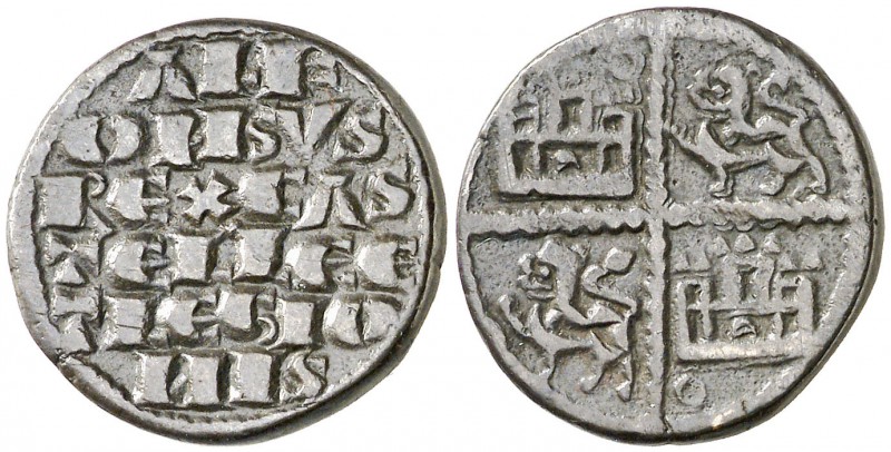 Alfonso X (1252-1284). MArca de ceca: roel. ¿Ponderal? ¿Dineral? del dinero de l...