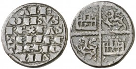 Alfonso X (1252-1284). MArca de ceca: roel. ¿Ponderal? ¿Dineral? del dinero de las 6 líneas. (Mozo pág. 152, mismo ejemplar). 4,84 g. Ex Áureo & Calic...