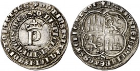 Pedro I (1350-1368). Sevilla. Real. (AB. 380 var). 3,44 g. La del inicio de la leyenda de anverso rectificada sobre otra. Bonita pátina. Rara leyenda ...