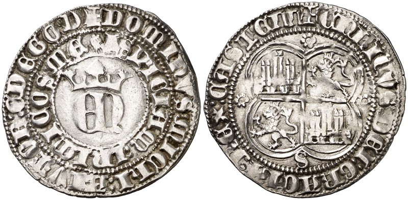 Enrique II (1368-1379). Sevilla. Real. (AB. 406 var). 3,48 g. Buen ejemplar. MBC...