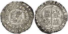 Juan I (1379-1390). Coruña. Real. (A.B. 538 var). 3,35 g. Dos rayas. Bella. Rarísima. (EBC-).