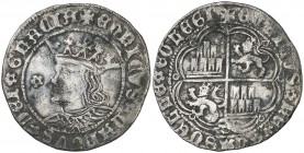 Enrique IV (1454-1474). Sevilla. Real. (AB. falta). 3,15 g. Oxidaciones. Ex Colección Berceo, Áureo 15/12/1998, nº 648. Muy rara. MBC.