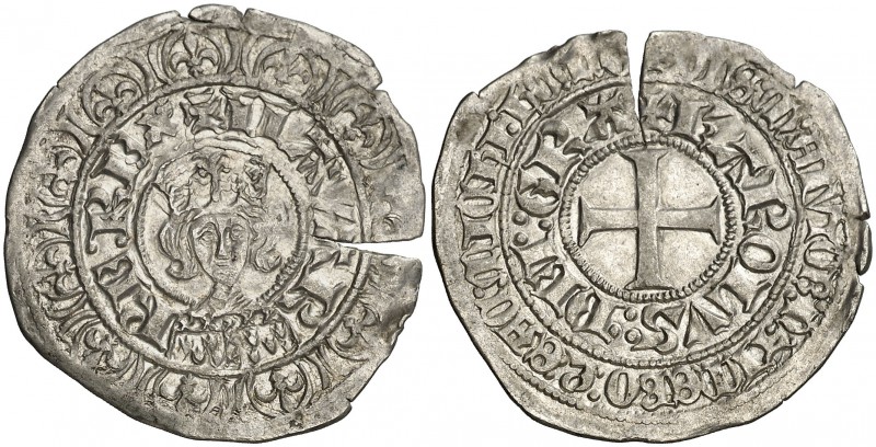 Carlos el Malo (1349-1387). Navarra. Gros. (Cru.V.S. 233 var.). 2,78 g. Grieta, ...