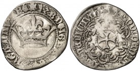Juan y Blanca (1425- 1441). Navarra. Gros. (Cru.V.S. 253.1) (Cru.C.G. 2949a). 2,81 g. Rayitas. Rara. MBC-.
