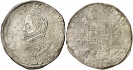 1592. Felipe II. Namur. 1 escudo felipe. (Vti. 1285) (Vanhoudt 362.NA) (Van Gelder & Hoc 210-13b). 32,92 g. Ex Colección Rocaberti, Áureo 19/05/1992, ...