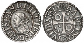 1613. Felipe III. Barcelona. 1/2 croat. (Cal. 537). 1,57 g. Bella. Ex Áureo & Calicó 06/11/2007, nº 484. Escasa así. EBC-.