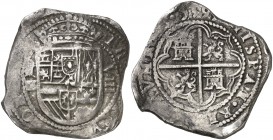 1599. Felipe III. Segovia. Árbol (Lesmes Fernández del Moral). 8 reales. (Cal. falta). 27,48 g. Tipo "OMNIVM". Ex Colección Isabel de Trastámara 15/12...