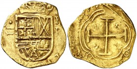 (1628-1633). Felipe IV. Santa Fe de Nuevo Reino. 2 escudos. (Cal. tipo 36). 6,72 g. MBC.