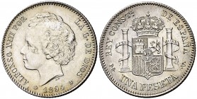 1894*1894. Alfonso XIII. PGV. 1 peseta. (Cal. 40). 4,99 g. Buen ejemplar. Rara. EBC-.