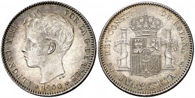 1900*1900. Alfonso XIII. SMV. 1 peseta. (Cal. 44). 4,96 g. Bella. EBC+.