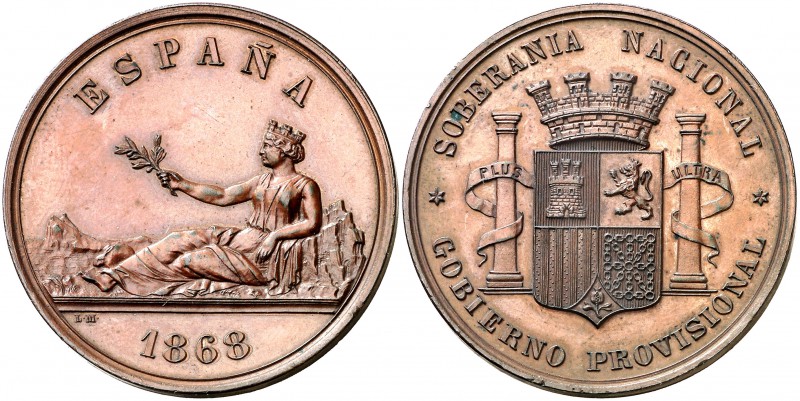 1868. Gobierno Provisional. 5 pesetas. (V.Q. 14374) (V. 824). 24,48 g. Prueba en...