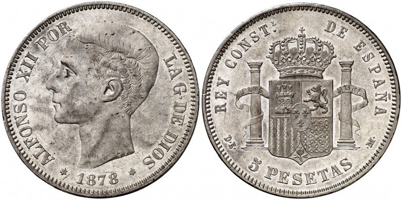 1878*1878. Alfonso XII. DEM. 5 pesetas. (Cal. 29). 25,08 g. Leves rayitas. Bella...