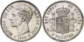 1879*1879. Alfonso XII. EMM. 5 pesetas. (Cal. 31). 24,84 g. Limpiada. EBC-/EBC.