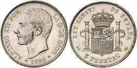 1884*1884. Alfonso XII. MSM. 5 pesetas. (Cal. 39). 24,93 g. Bella. EBC.
