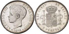 1898*1898. Alfonso XIII. SGV. 5 pesetas. (Cal. 27). 24,93 g. Bella. EBC+.