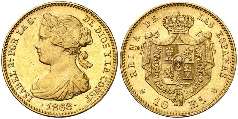 1868*1873. Madrid. 10 escudos. (Cal. 48). 8,40 g. Acuñada durante la I República...