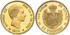 1878*1878. Alfonso XII. EMM. 10 pesetas. (Cal. 23). 3,23 g. Bella. Brillo original. Escasa así. EBC+.