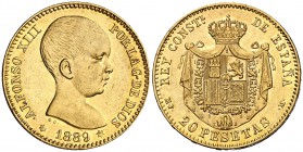 1889*1889. Alfonso XIII. MPM. 20 pesetas. (Cal. 4). 6,45 g. EBC-.