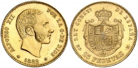 1882*1882. Alfonso XII. MSM. 25 pesetas. (Cal. 16). 8,05 g. Bella. Escasa. EBC.