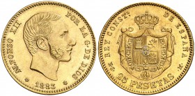 1883*1883. Alfonso XII. MSM. 25 pesetas. (Cal. 18). 8,07 g. Bella. EBC.