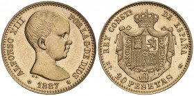 1887*1961. Estado Español. MPM. 20 pesetas. (Cal. 5). 6,44 g. Acuñación de 800 ejemplares. Ex Áureo & Calicó 22/04/2015, nº 2722. S/C.