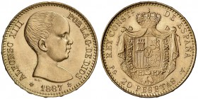 1887*1962. Estado Español. PGV. 20 pesetas. (Cal. 6). 6,44 g. Ex Colección Laureano Figuerola 02/04/2008, nº 526. S/C.