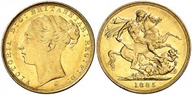 1885. Australia. Victoria. M (Melbourne). 1 libra. (Fr. 16) (Kr. 7). 7,97 g. AU. EBC.