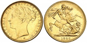 1886. Australia. Victoria. M (Melbourne). 1 libra. (Fr. 16) (Kr. 7). 7,97 g. AU. EBC.