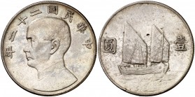Año 22 (1933). China. 1 dólar. (Kr. 345). 26,68 g. AG. EBC-.