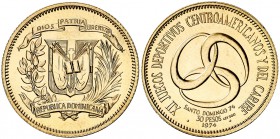 1974. República Dominicana. 30 pesos. (Fr. 2) (Kr. 36). 11,75 g. AU. XII Juegos Deportivos Centro-americanos y del Caribe. S/C-.