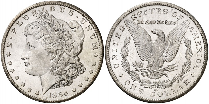 1884. Estados Unidos. CC (Carson City). 1 dólar. (Kr. 110). 26,68 g. AG. Muy bel...