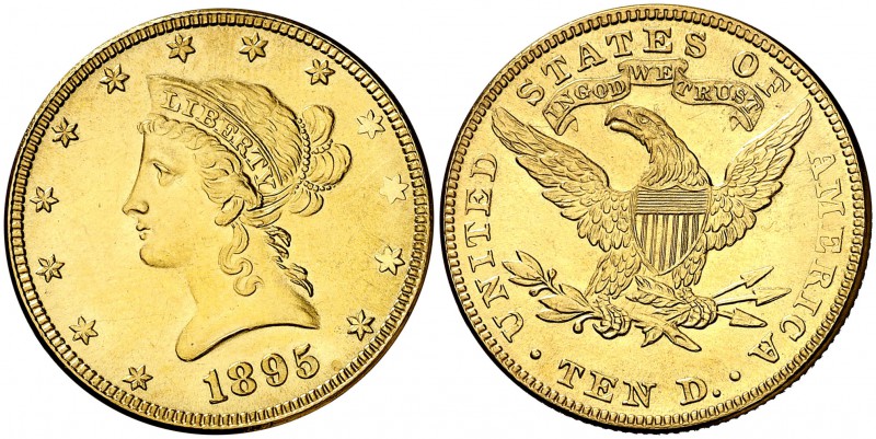 1895. Estados Unidos. 10 dólares. (Fr. 158) (Kr. 102). 16,24 g. AU. Limpiada. (E...