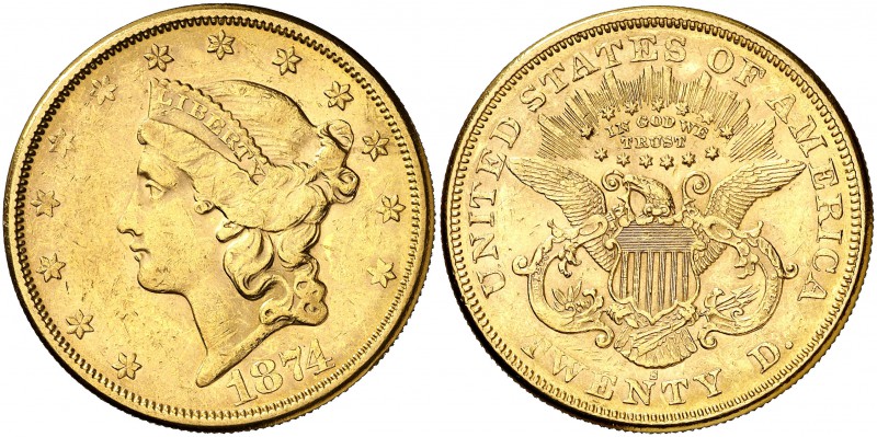 1874. Estados Unidos. S (San Francisco). 20 dólares. (Fr. 175) (Kr. 74.2). 33,38...