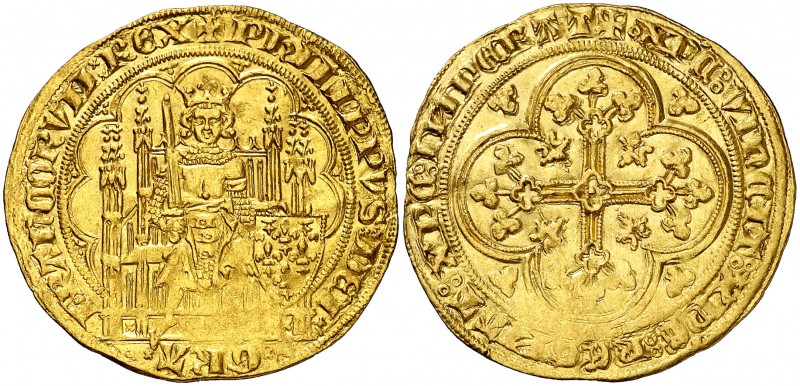 s/d. Francia. Felipe VI de Valois (1328-1350). 1 écu d'or. (Fr. 270). 4,52 g. AU...