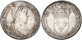 1650. Francia. Luis XIV. A (París). 1/2 ecu. (Kr. 164.1). 13,44 g. AG. Leves rayitas. EBC-.