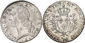 1769. Francia. Luis XV. Pau. 1 ecu. (Kr. 518). 29,22 g. AG. Parte de brillo original. EBC-.