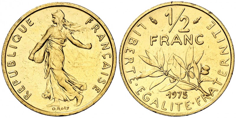 1975. Francia. 1/2 franco piefort. (Kr. PS26) (Taillard-Arnaud 91P3). 18,50 g. A...