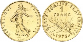 1975. Francia. 1 franco piefort. (Kr. PS29) (Taillard-Arnaud 104P3). 24,68 g. AU. Acuñación de 51 ejemplares. Leves marquitas. Rara. S/C-.
