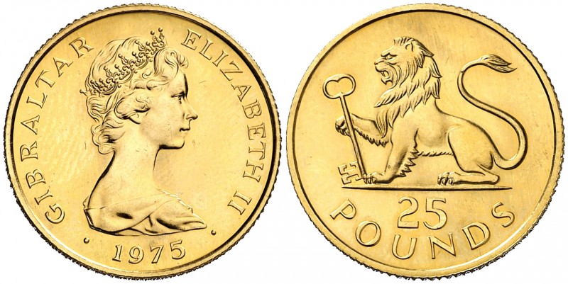 1975. Gibraltar. Isabel II. 25 libras. (Fr. 3) (Kr. 7). 7,79 g. AU. S/C.