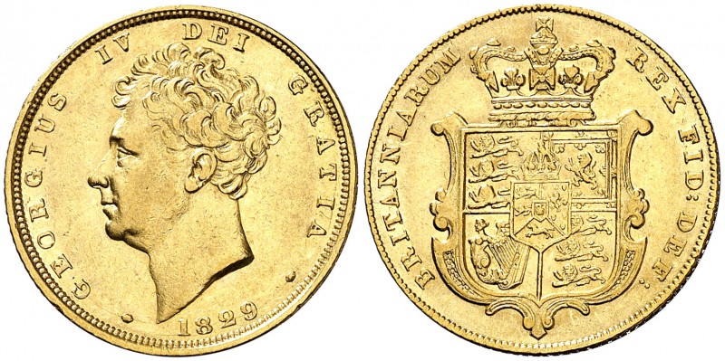 1829. Gran Bretaña. Jorge IV. 1 libra. (Fr. 377) (Kr. 696). 7,92 g. AU. Tipo "es...