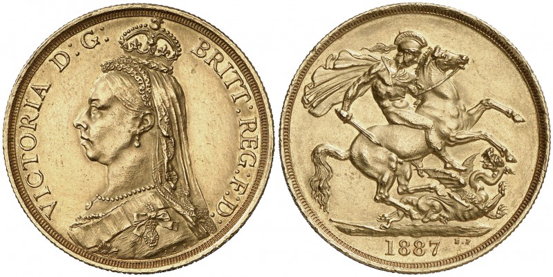 1887. Gran Bretaña. Victoria. 2 libras. (Fr. 391) (Kr. 768). 15,94 g. AU. Golpec...