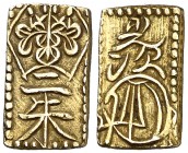 (1860-1869). Japón. Período Manen. 2 shu. (Fr. 35) (Kr. 18a) (JNDA. 9-44). 0,73 g. AU. Bella. EBC.