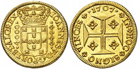 1707. Portugal. Juan V. Lisboa. 4000 reis. (Fr. 94) (Gomes 99.01) (Kr. 184). 10,74 g. AU. Bella. Rara. EBC-.