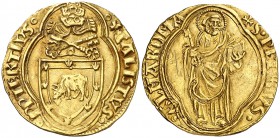s/d. Vaticano. Calixto III (Alonso de Borja) (1455-1458). 1 ducado. (Fr. 8). 3,51 g. AU. Leves rayitas. Rara. EBC-.