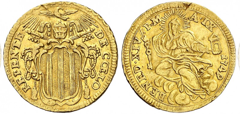 1749. Vaticano. Benedicto XIV (Próspero Lambertini).. Roma. 1 zecchino. (Fr. 231...
