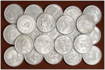 1974-1984. Egipto. AG. 35 monedas de 1 libra. Todas distintas. A examinar. S/C.